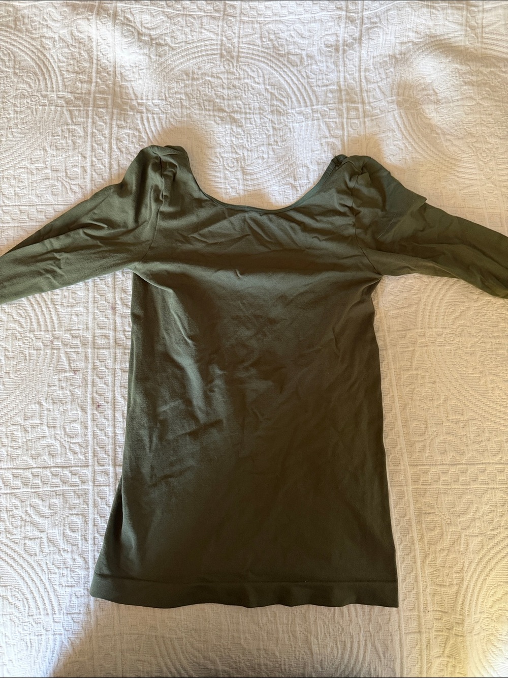 Olive Green Scoop Neck Long Sleeve Top